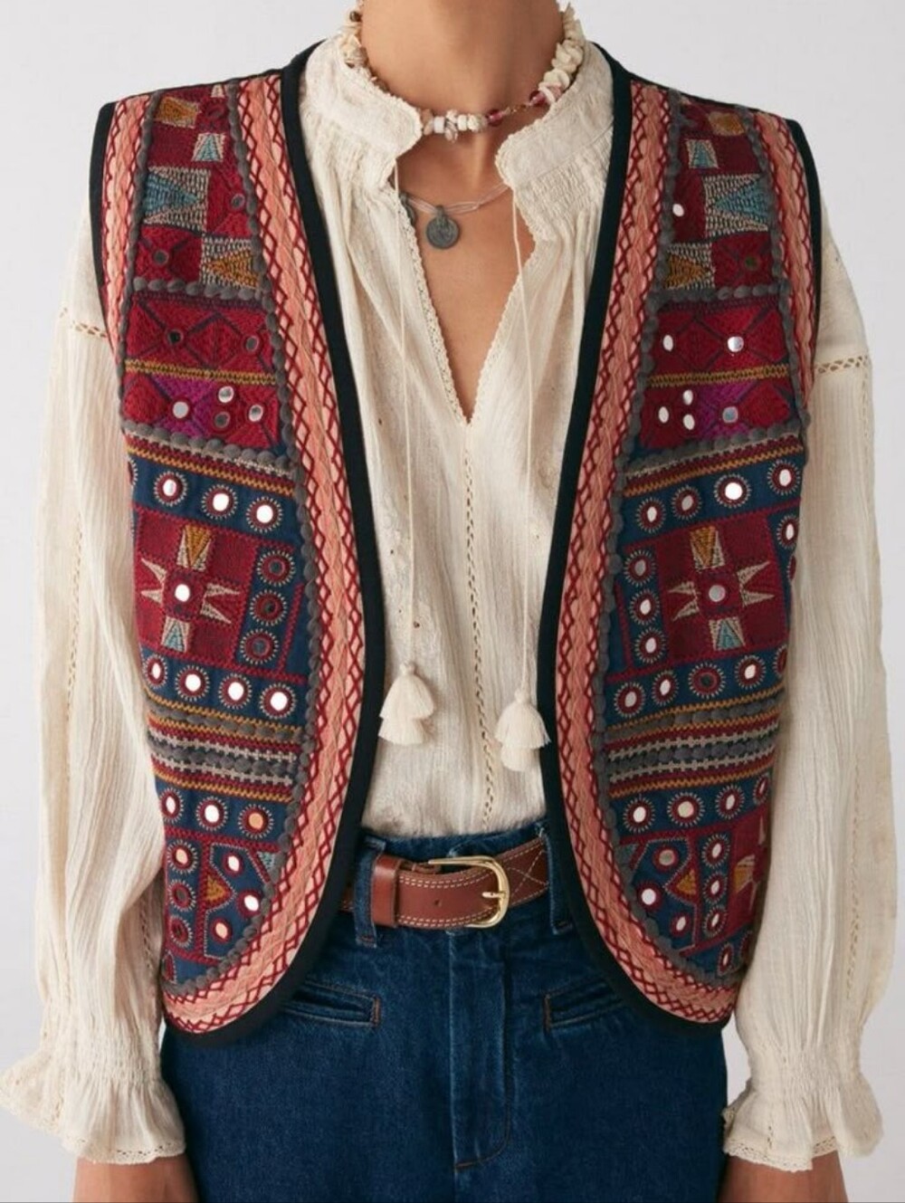 Maison Hotel NWT Embroidered Mirror Claudio Vest In Blue Rock Size XL